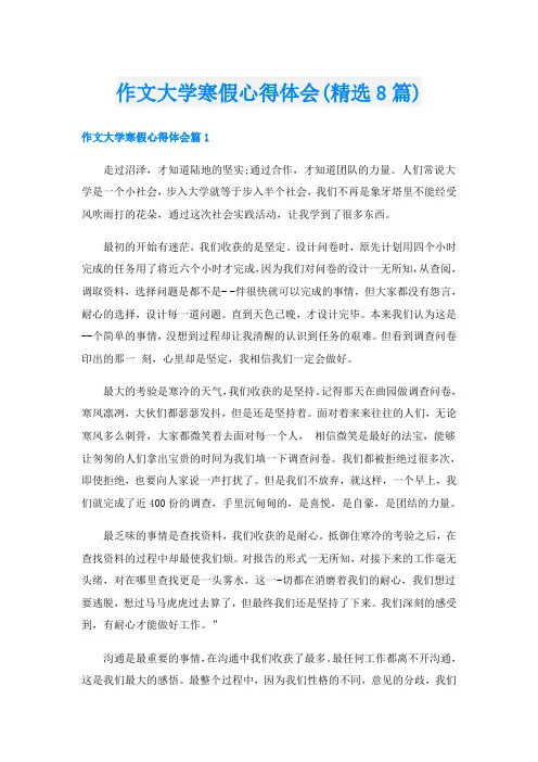 作文大学寒假心得体会(精选8篇)