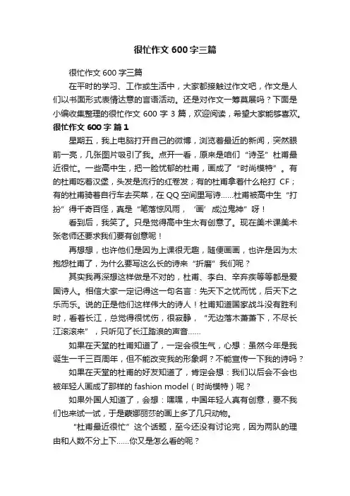 很忙作文600字三篇