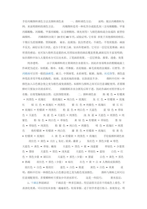 手绘丙稀颜料调色方法及颜料调色表 一
