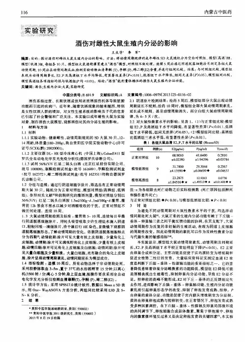 酒伤对雌性大鼠生殖内分泌的影响