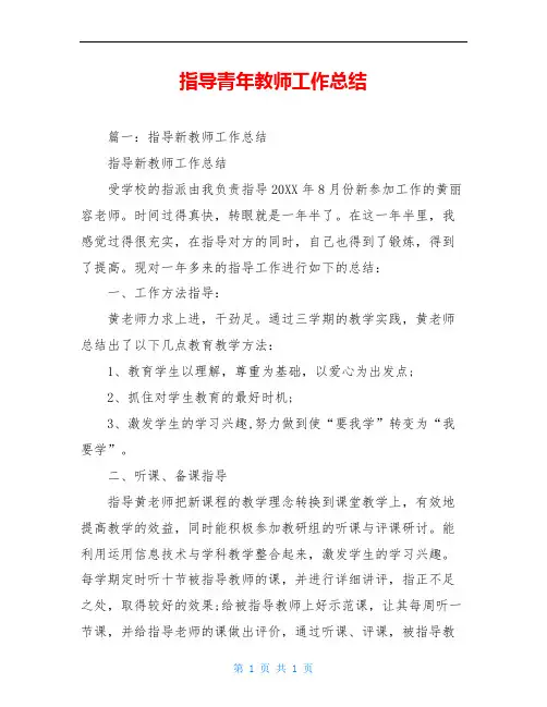 指导青年教师工作总结 3