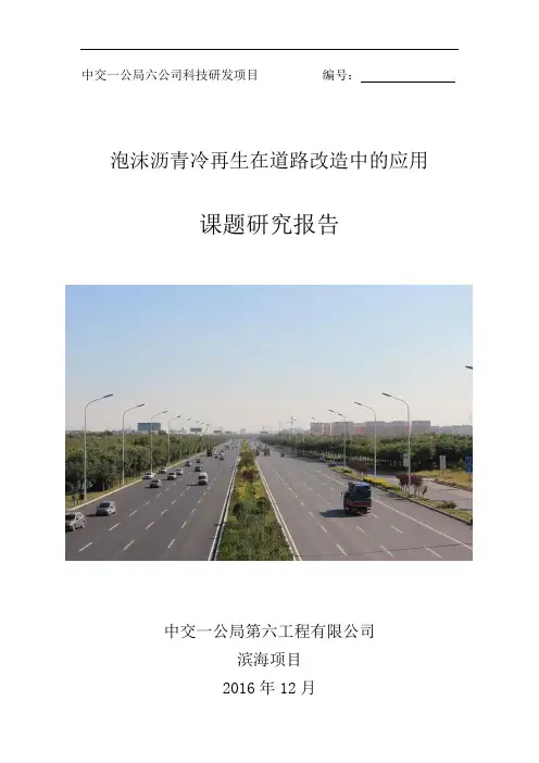 4.泡沫沥青冷再生课题研究报告