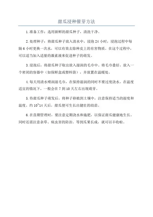 甜瓜浸种催芽方法