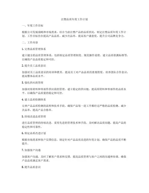 注塑品质年度工作计划
