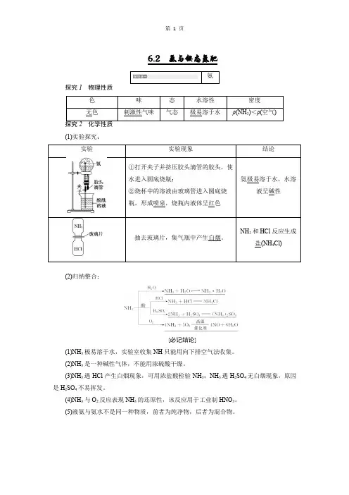 新高一化学暑期衔接6.2 氨与铵态氮肥(教师版)