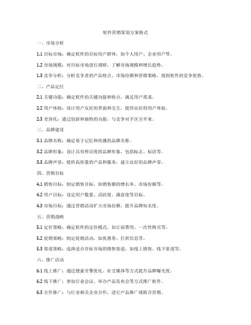 软件营销策划方案格式