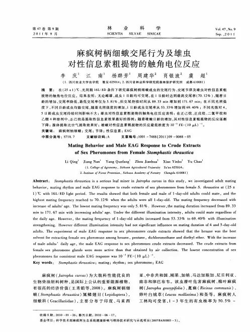 麻疯树柄细蛾交尾行为及雄虫对性信息素粗提物的触角电位反应