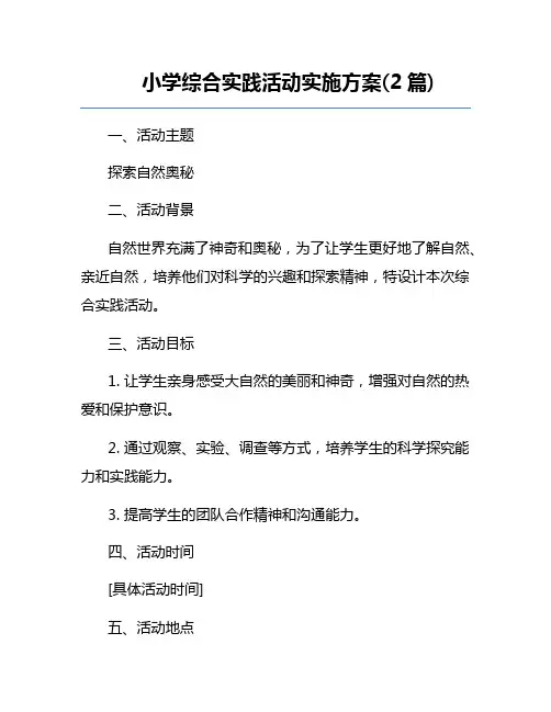 小学综合实践活动实施方案(2篇)