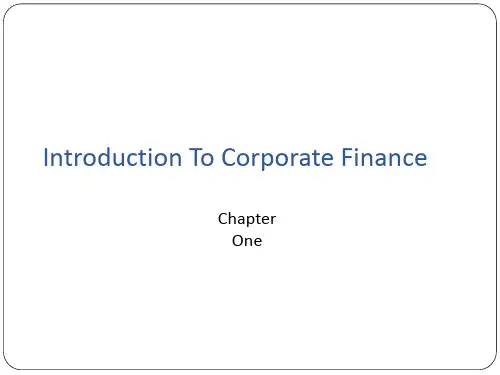 罗斯《公司金融》第十版课件Chap001