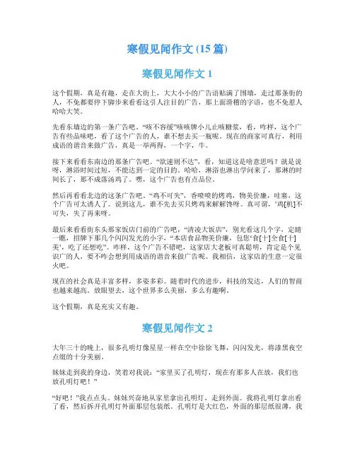 寒假见闻作文 (15篇)