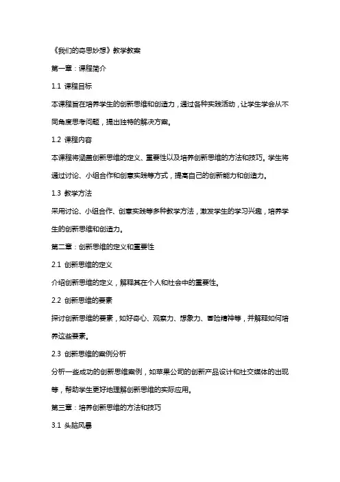 《我们的奇思妙想》教学教案