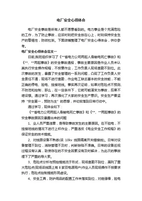 电厂安全心得体会