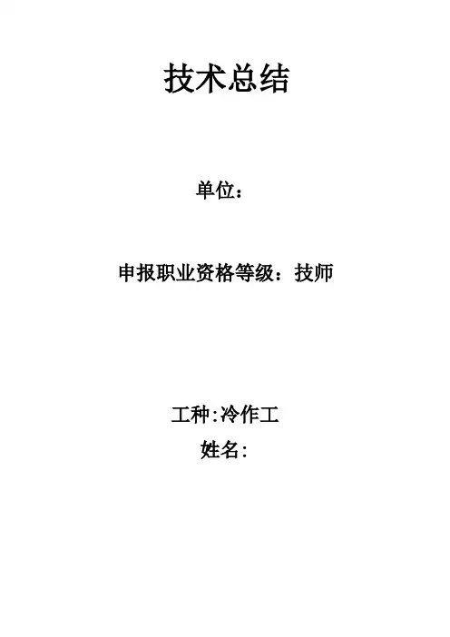 冷作工、铆工高级技师工作总结