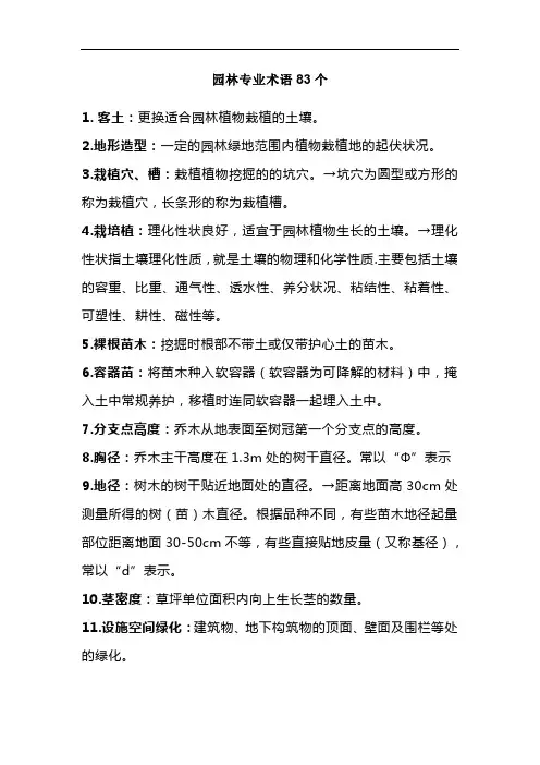 园林专业术语83个