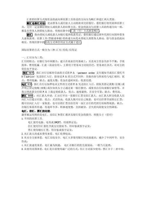 国际结算的方式