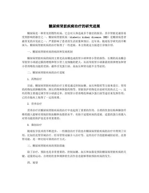 糖尿病肾脏疾病治疗的研究进展