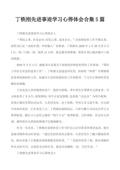 丁铁刚先进事迹学习心得体会合集5篇