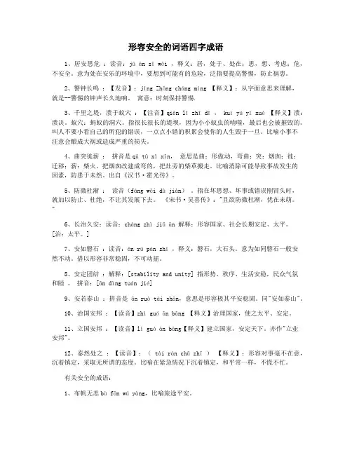 形容安全的词语四字成语