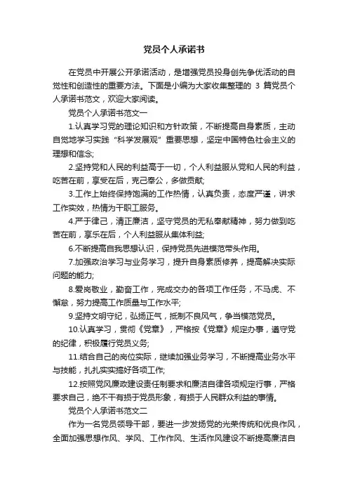 党员个人承诺书
