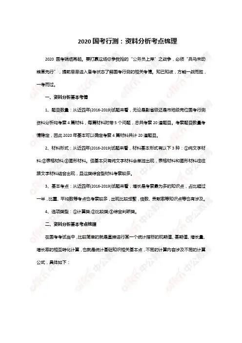 2020国考行测：资料分析考点梳理