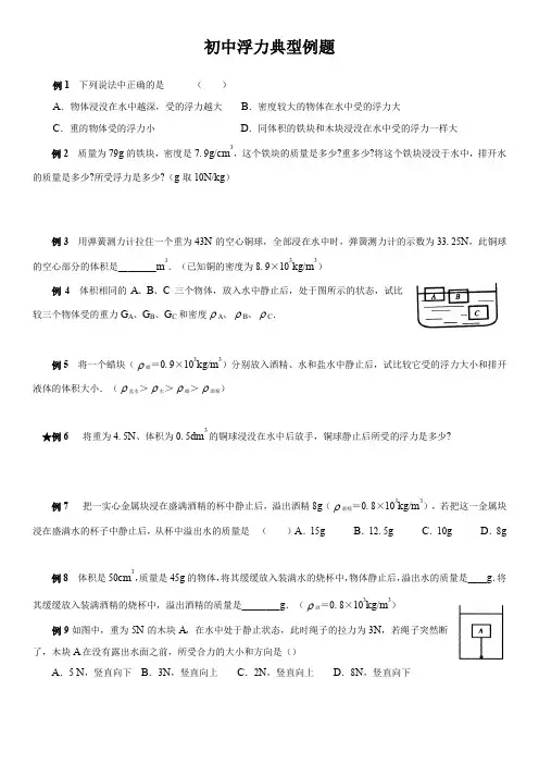 浮力经典例题(偏竞赛)