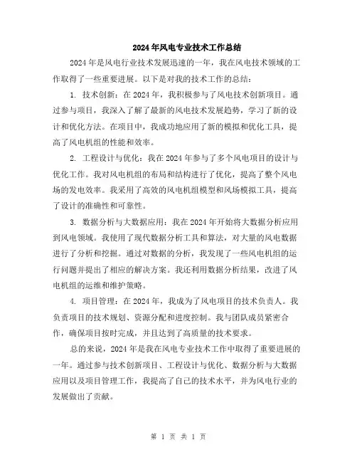 2024年风电专业技术工作总结