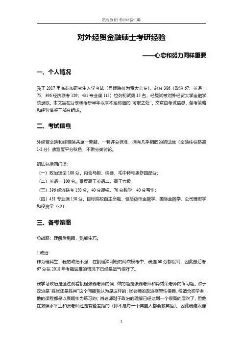 对外经贸金融硕士考研经验——心态和努力同样重要