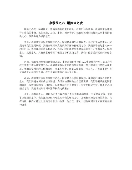 存敬畏之心 履担当之责