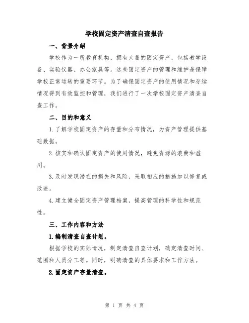 学校固定资产清查自查报告