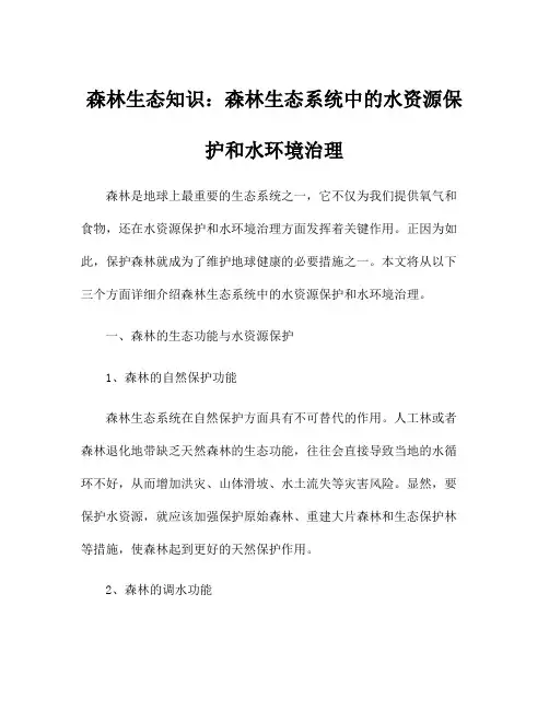森林生态知识：森林生态系统中的水资源保护和水环境治理