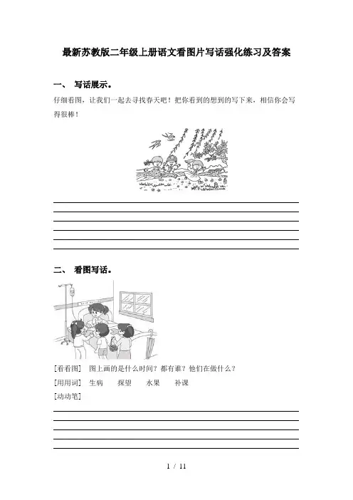 最新苏教版二年级上册语文看图片写话强化练习及答案