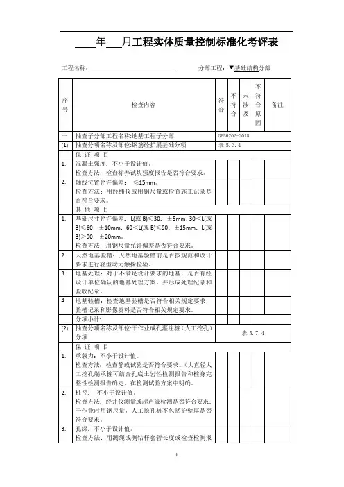 地基基础质量考评分表