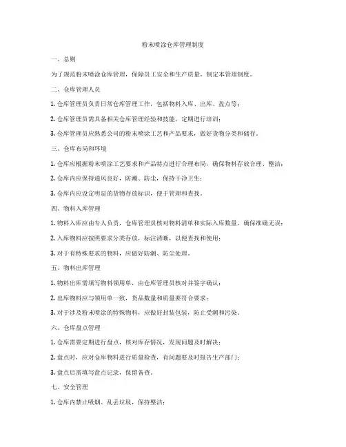 粉末喷涂仓库管理制度