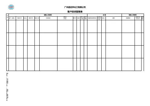 客户投诉反馈记录表模版