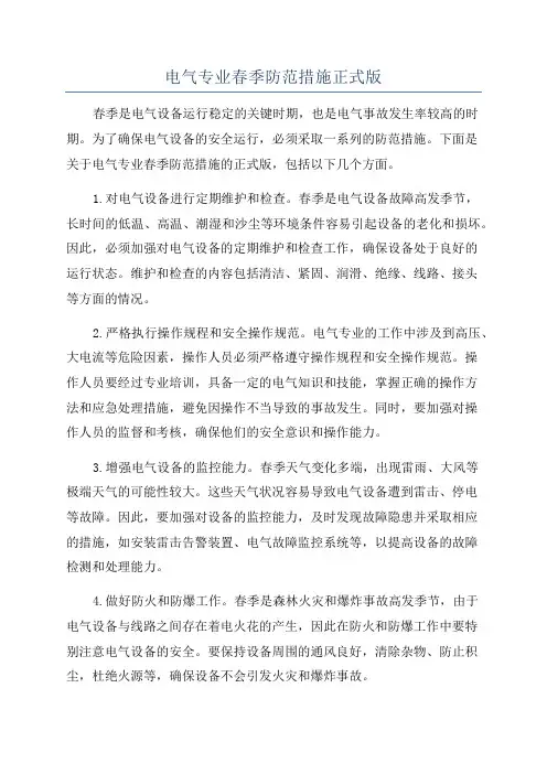 电气专业春季防范措施正式版