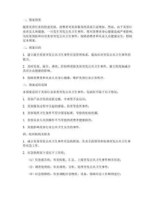 美容突发公共卫生应急预案