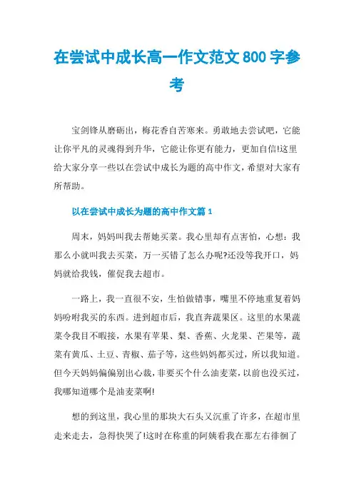 在尝试中成长高一作文范文800字参考