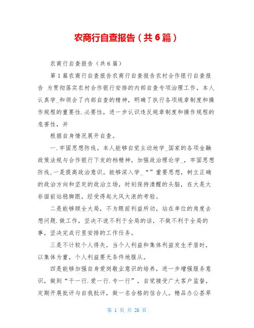 农商行自查报告(共6篇)
