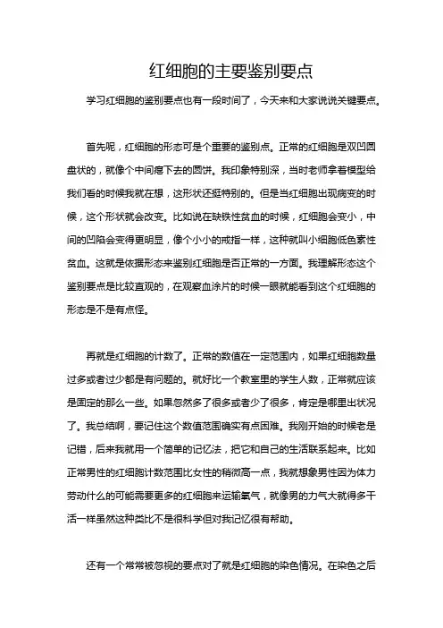 红细胞的主要鉴别要点