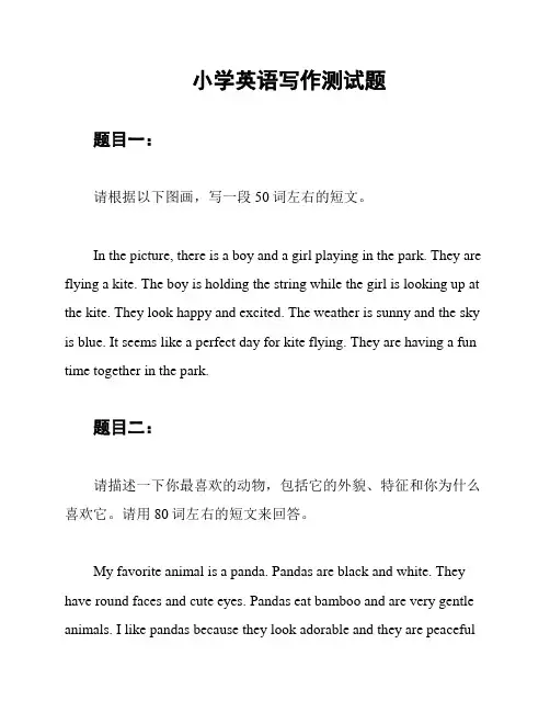 小学英语写作测试题