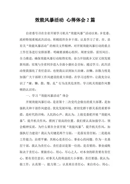 效能风暴活动 心得体会2篇
