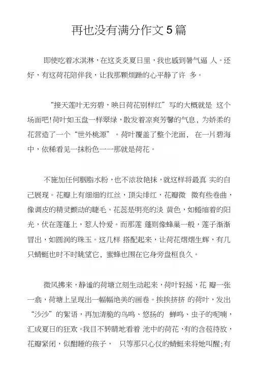 再也没有满分作文5篇