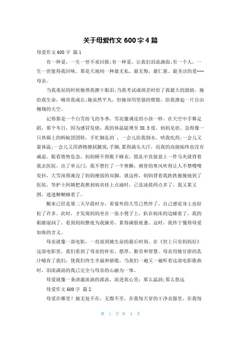 关于母爱作文600字4篇