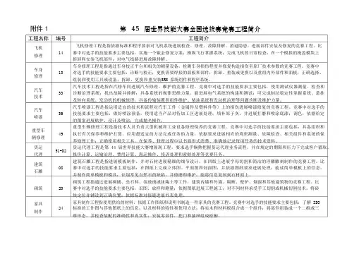 第45届世界技能大赛全国选拔赛比赛项目简介