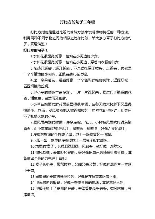 打比方的句子二年级