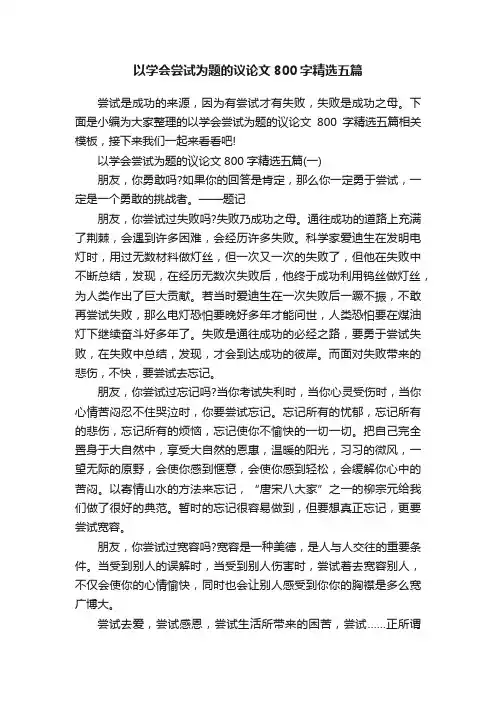 以学会尝试为题的议论文800字精选五篇