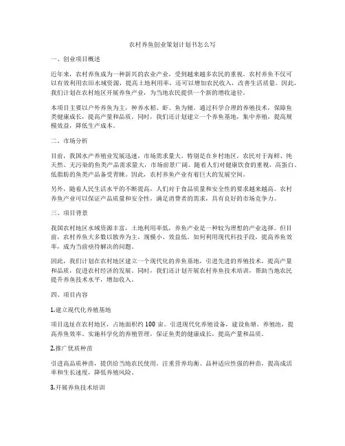 农村养鱼创业策划计划书怎么写