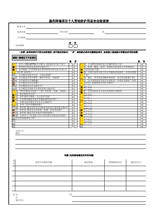 PPE专项检查表