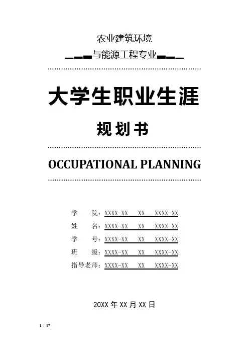农业建筑环境与能源工程专业职业生涯规划书