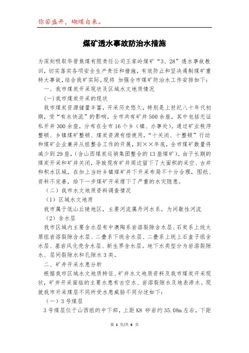 煤矿透水事故防治水措施模本